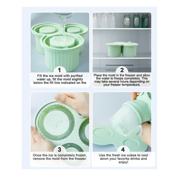 Silicone Ice Cube Mold-3 Cylinder Large Ice Cubes for Freezer - Picture 6 of 6